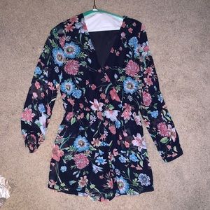 Navy blue floral romper size S
